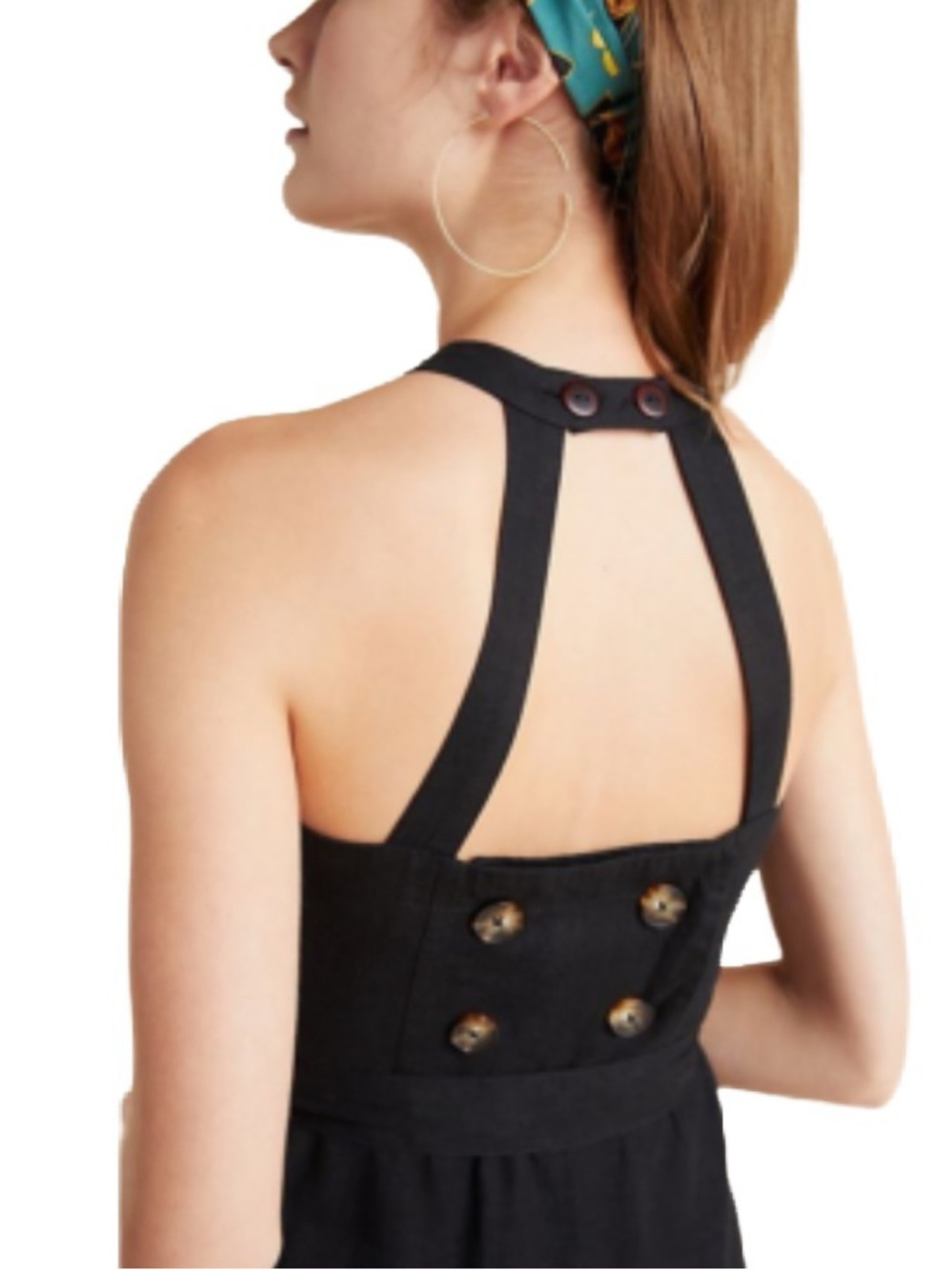 Anthropologie Greta Black Halter Midi Dress with Back Button Panel Size 6 - Picture 2 of 5